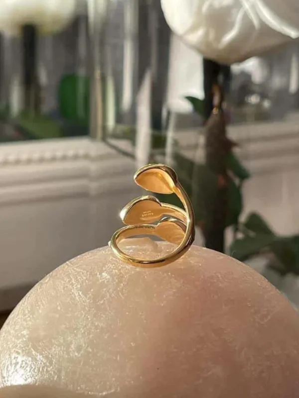 Femmes Saheline Bague Ajustable Doree/Blanc Nafy