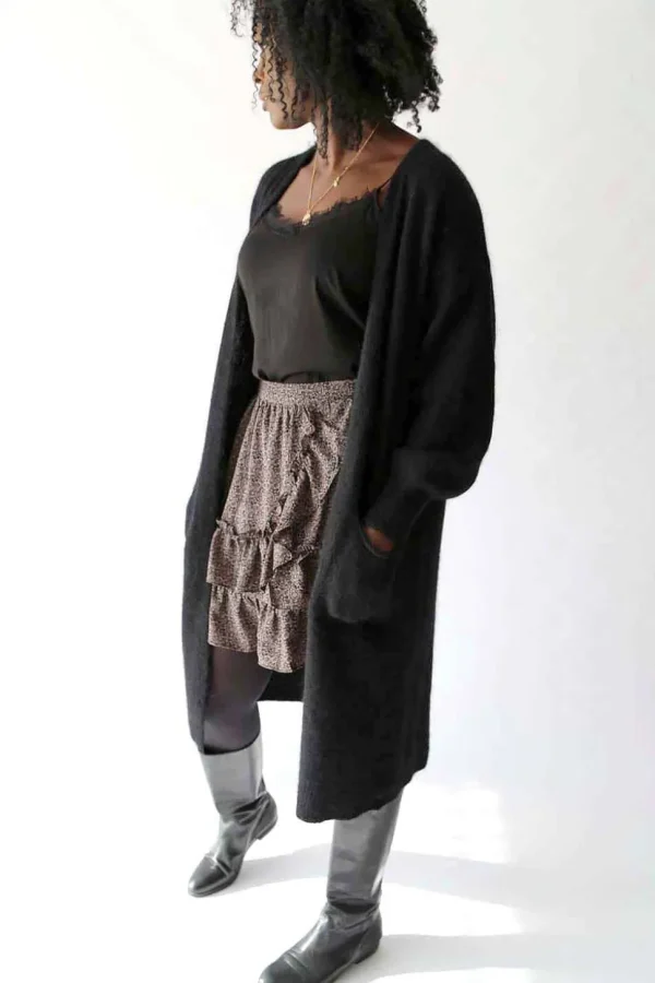 Femmes Saheline Gilet Long Noir Mohair Dan