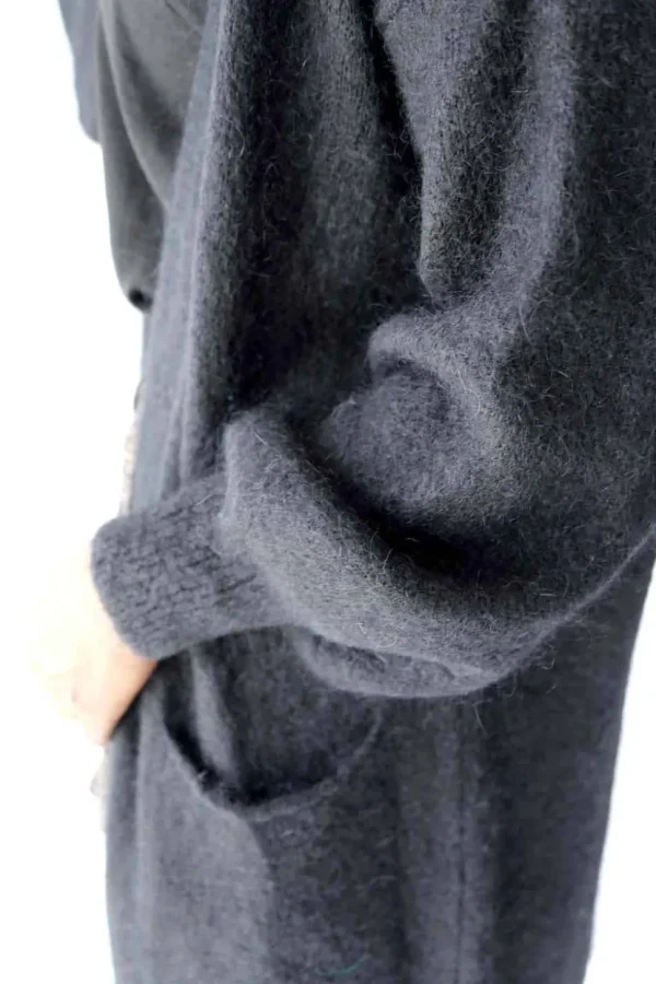 Femmes Saheline Gilet Long Noir Mohair Dan