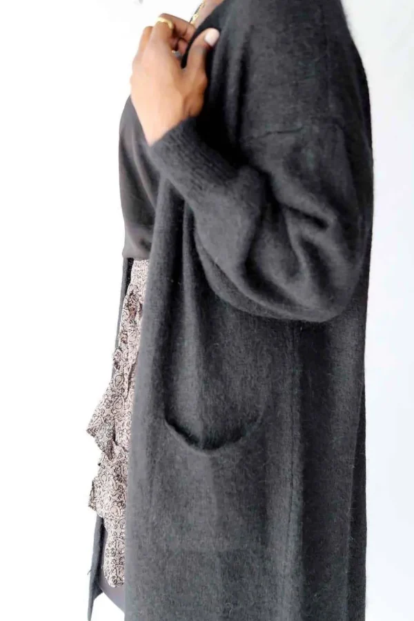 Femmes Saheline Gilet Long Noir Mohair Dan