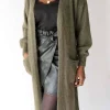 Femmes Saheline Gilet Long Vert Mohair Dan