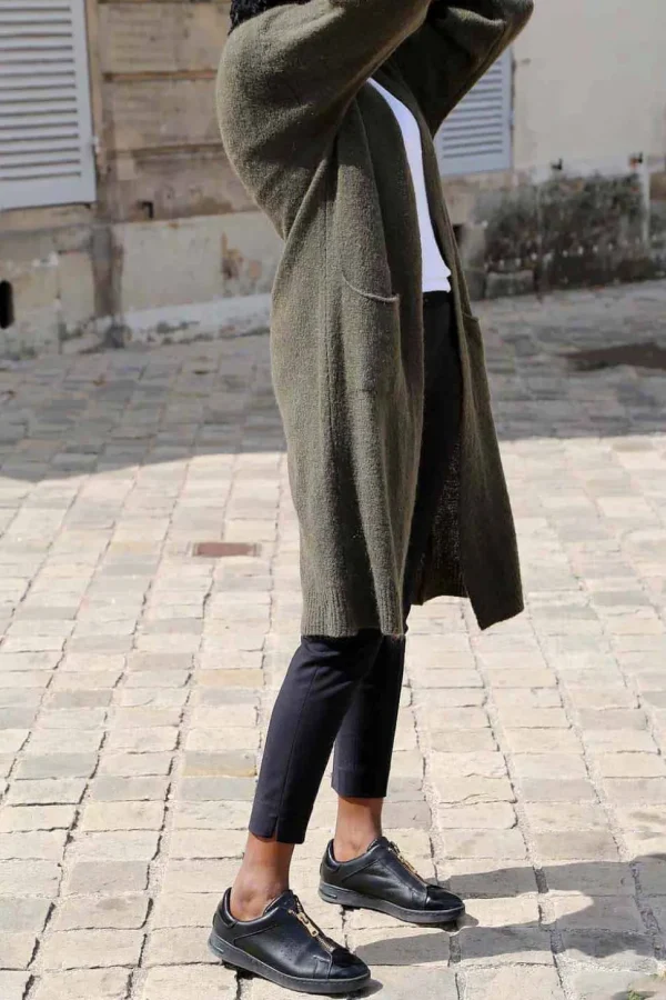 Femmes Saheline Gilet Long Vert Mohair Dan