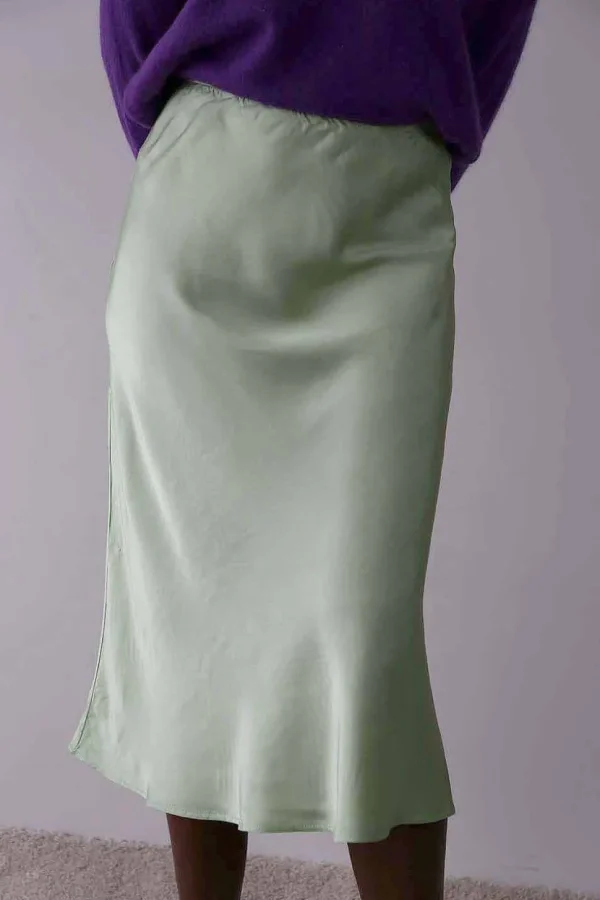 Femmes Saheline Jupe Midi Soie Vert Amande Natty