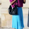 Femmes Saheline Jupe Plissee Midi Bleu Ciel Caudy