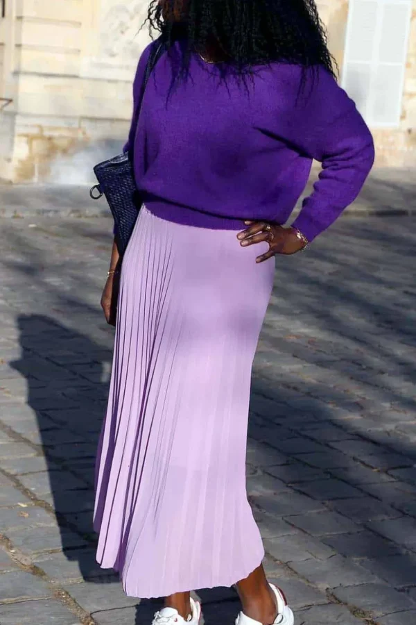 Femmes Saheline Jupe Plissee Midi Violet Lilas Caudy