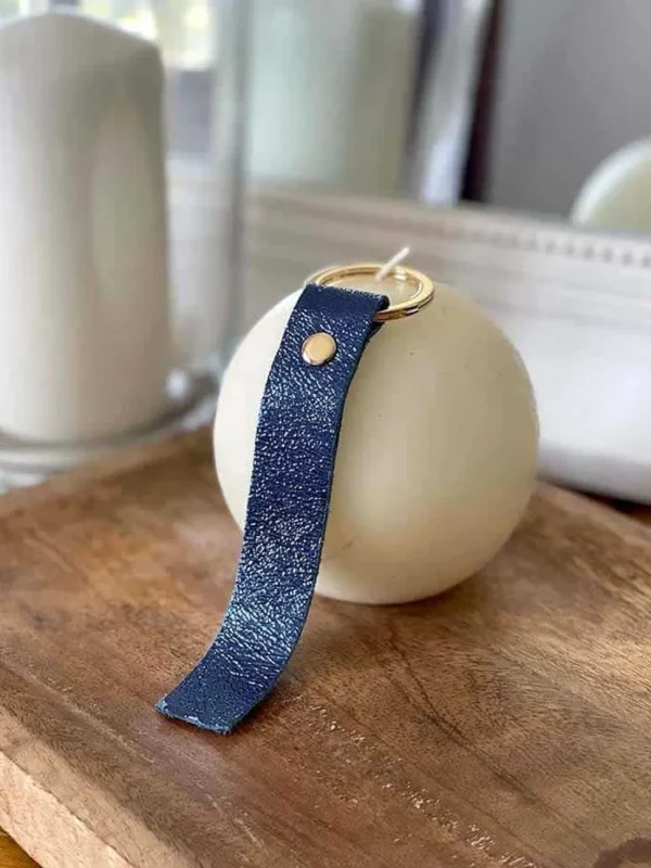 Femmes Saheline Porte-Clés En Cuir Bleu Marine Daisy