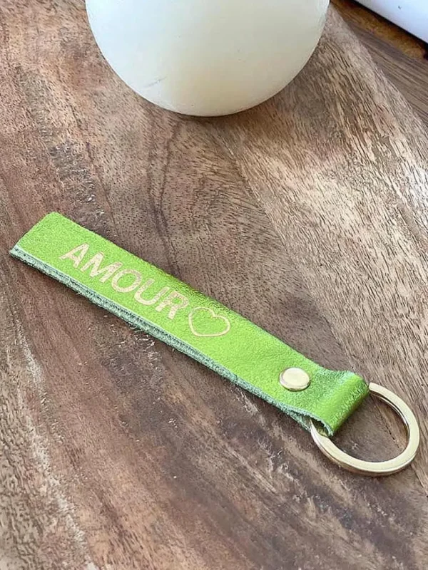 Femmes Saheline Porte-Clés En Cuir Vert Anis Daisy