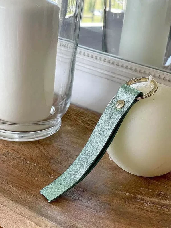Femmes Saheline Porte-Clés En Cuir Vert Eau Daisy