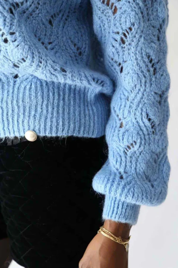 Femmes Saheline Pull Bleu Mohair Leo