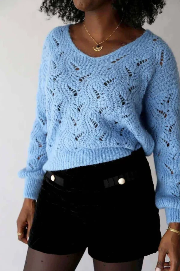 Femmes Saheline Pull Bleu Mohair Leo