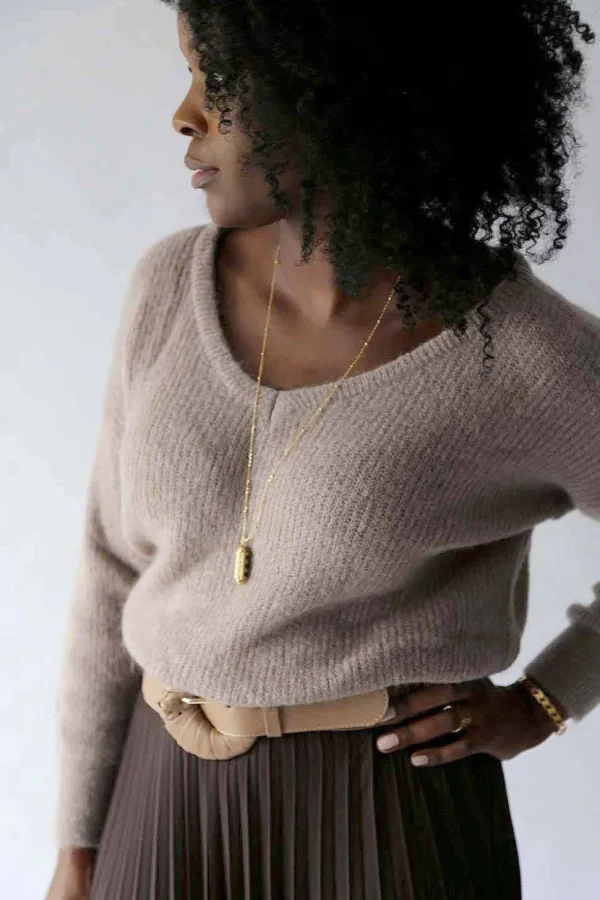 Femmes Saheline Pull Mohair Taupe Ozzie