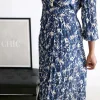 Femmes Saheline Robe Longue Imprime Bleu Lison