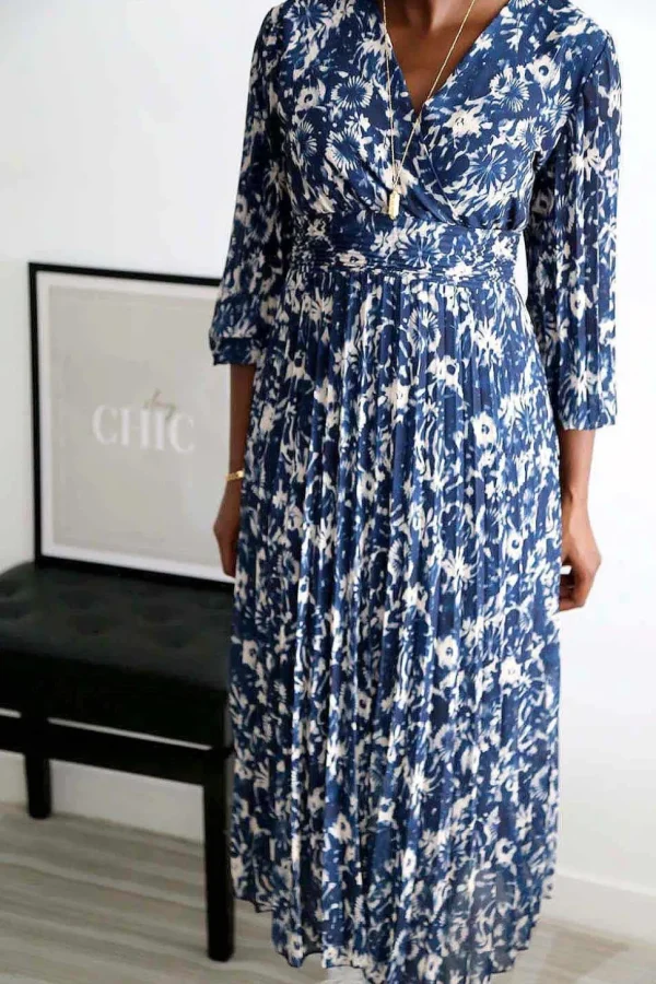 Femmes Saheline Robe Longue Imprime Bleu Lison