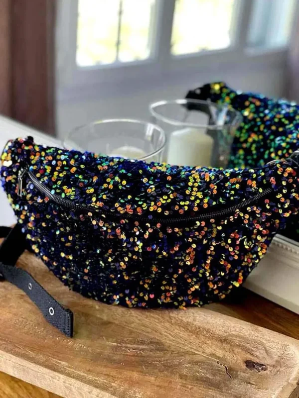 Femmes Saheline Sac Banane Bleu Peche A Sequins Xl Laumy
