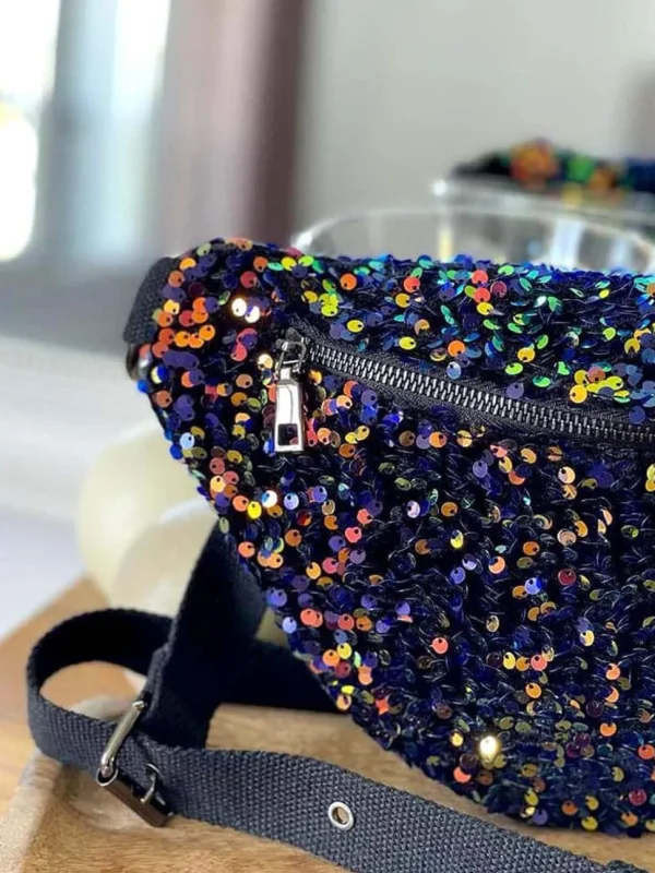 Femmes Saheline Sac Banane Bleu Peche A Sequins Xl Laumy
