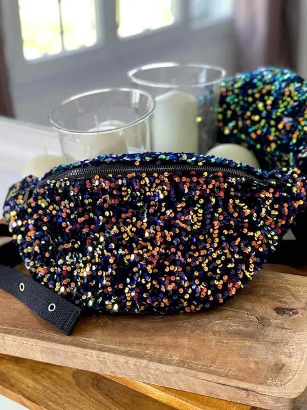 Femmes Saheline Sac Banane Bleu Peche A Sequins Xl Laumy