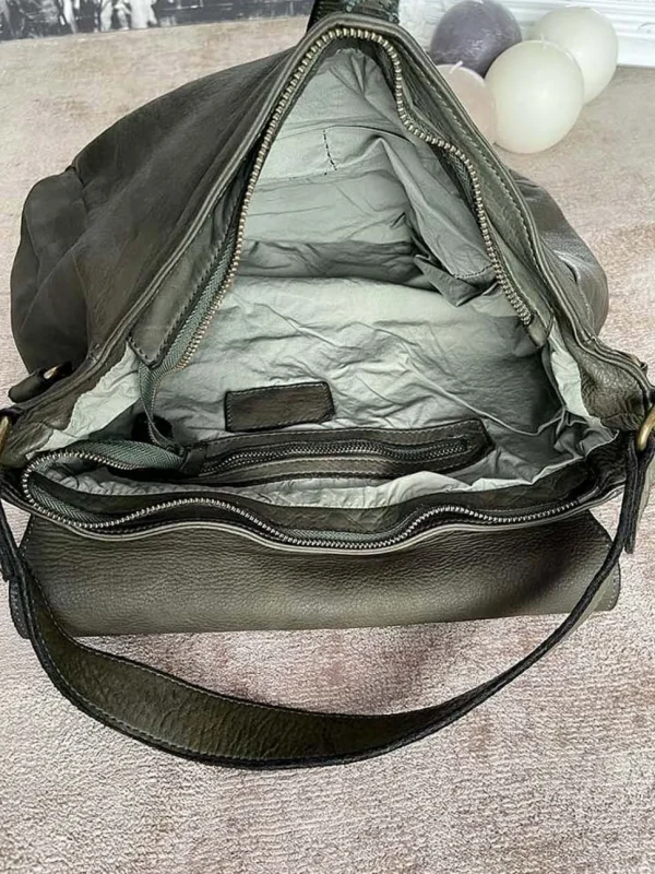 Femmes Saheline Sac Besace Cuir Vert Kaki Ninon