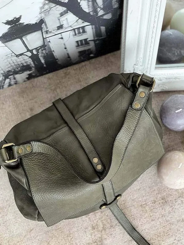 Femmes Saheline Sac Besace Cuir Vert Kaki Ninon