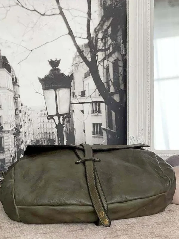 Femmes Saheline Sac Besace Cuir Vert Kaki Ninon