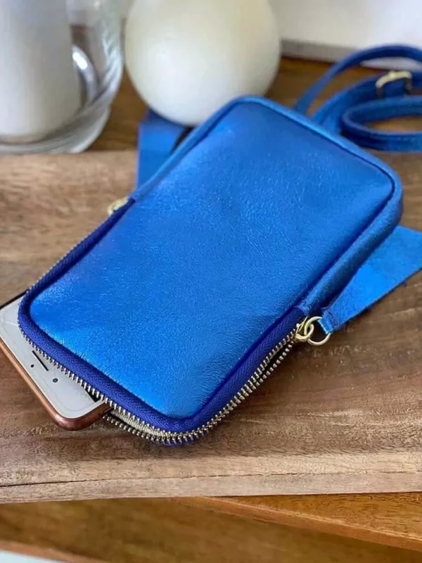 Femmes Saheline Sac Portable En Cuir Bleu Kira