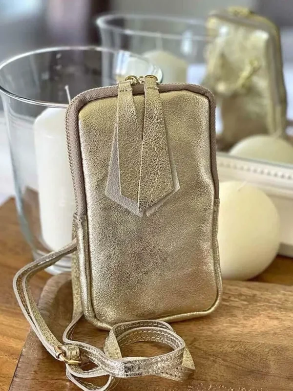Femmes Saheline Sac Portable En Cuir Dore Kira