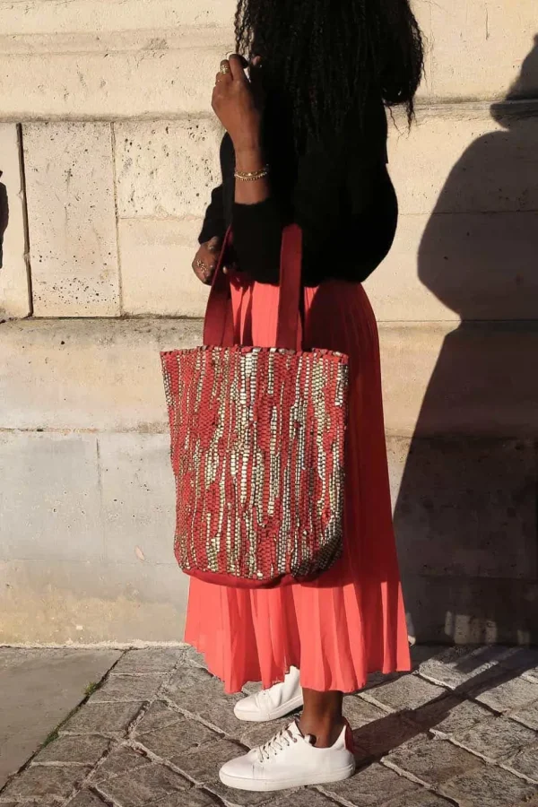 Femmes Saheline Sac Rouge Dore Lany
