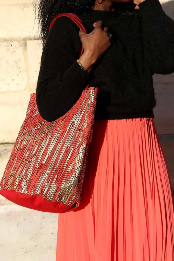 Femmes Saheline Sac Rouge Dore Lany