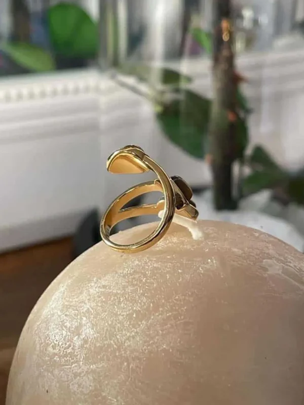 Femmes Saheline Bague Ajustable Doree/Noir Nafy