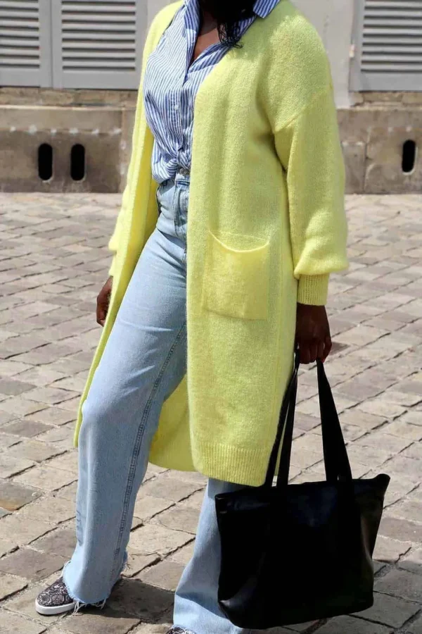 Femmes Saheline Gilet Long Jaune Dan