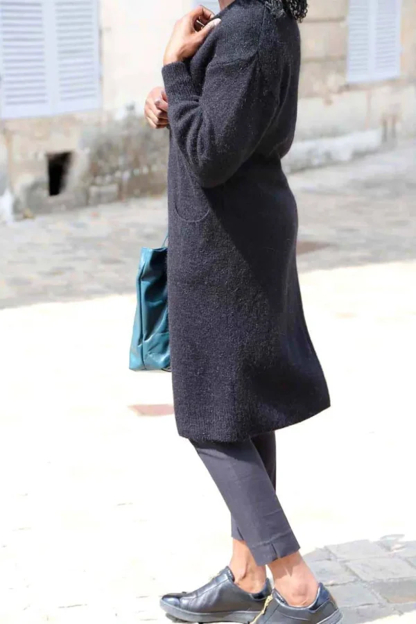 Femmes Saheline Gilet Long Noir Mohair Dan