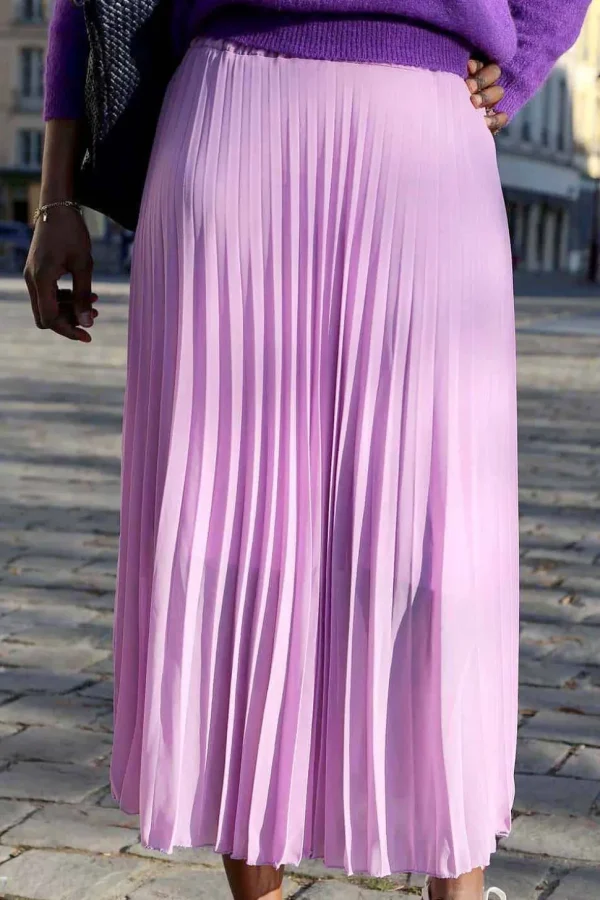 Femmes Saheline Jupe Plissee Midi Violet Lilas Caudy