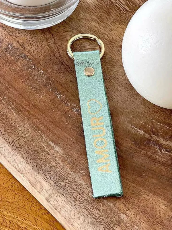 Femmes Saheline Porte-Clés En Cuir Vert Eau Daisy