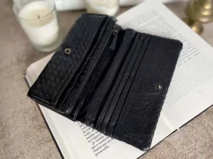 Femmes Saheline Portefeuille Cuir Tresse Noir Justin