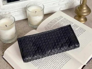 Femmes Saheline Portefeuille Cuir Tresse Noir Justin
