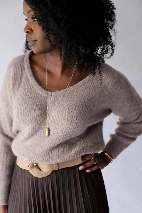 Femmes Saheline Pull Mohair Taupe Ozzie